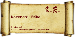 Korencsi Réka névjegykártya